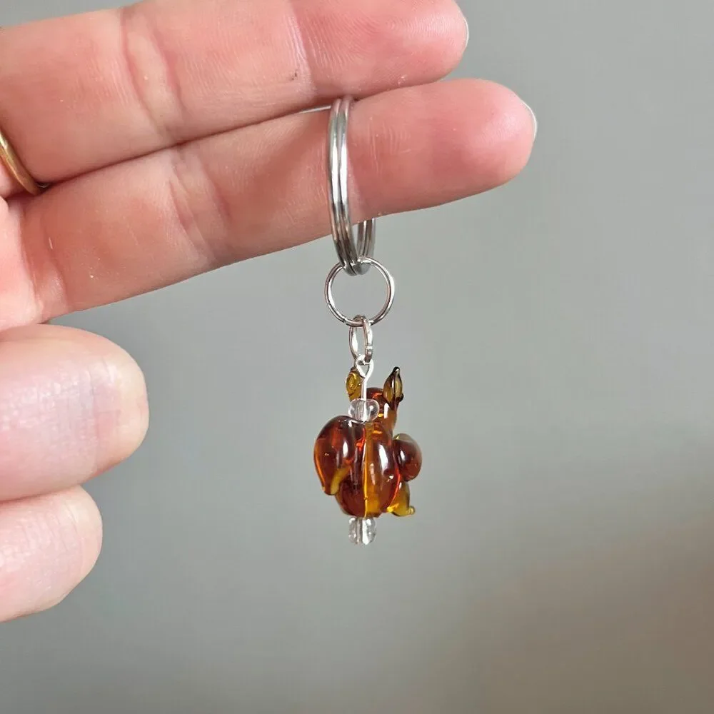 Brown Glass Squirrell Charm Key Chain